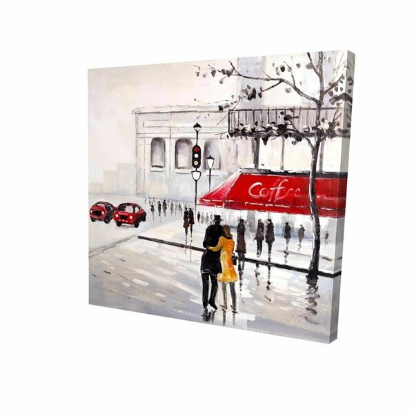 Fondo 16 x 16 in. Couple Walking Near A Coffee Shop-Print on Canvas FO3334786